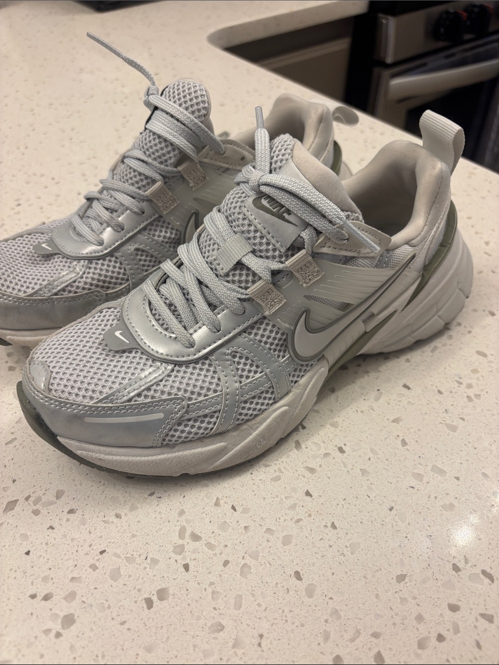 Nike Kids Silver/Light Gray Mesh Runner Sneakers